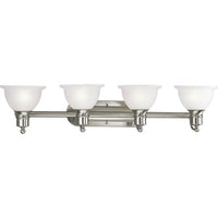 Madison Collection Four-Light Brushed Nickel Etched Glass Traditional Bath Vanity Light - Damp Location Listed