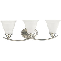 Trinity Collection Three-Light Brushed Nickel Etched Glass Traditional Bath Vanity Light - Damp Location Listed