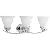 Trinity Collection Three-Light Polished Chrome Etched Glass Traditional Bath Vanity Light - Damp Location Listed