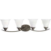 Trinity Collection Four-Light Antique Bronze Etched Glass Traditional Bath Vanity Light - Damp Location Listed