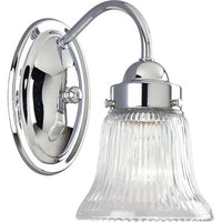 Fluted Glass Collection One-Light Polished Chrome Clear Prismatic Glass Traditional Bath Vanity Light