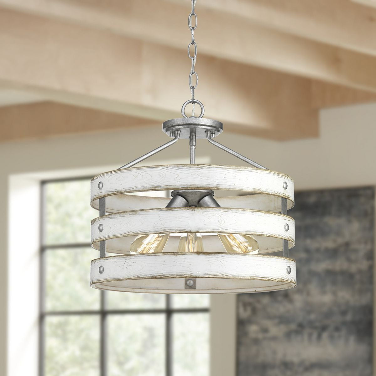 Progress Lighting Gulliver Collection Three-Light 17" Semi-Flush Convertible - Dry Location Listed Application Shot Model P350049-141
