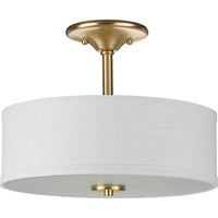 Inspire Collection Two-Light Satin Brass Summer Linen Shade New Traditional Semi-Flush Light - Damp Location Listed