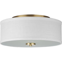 Inspire Collection Two-Light Satin Brass Summer Linen Shade New Traditional Flush Mount Light