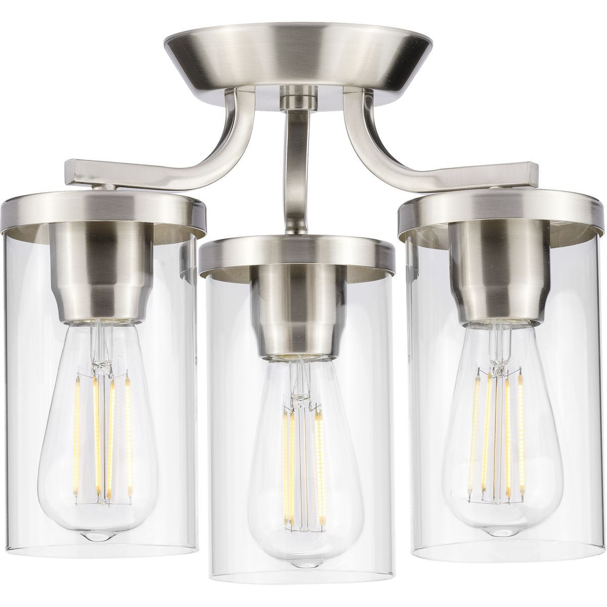 Progress Lighting Close-to-Ceiling Light - Lassiter Collection Brushed Nickel Three-Light Semi-Flush Mount - Model P350149-009