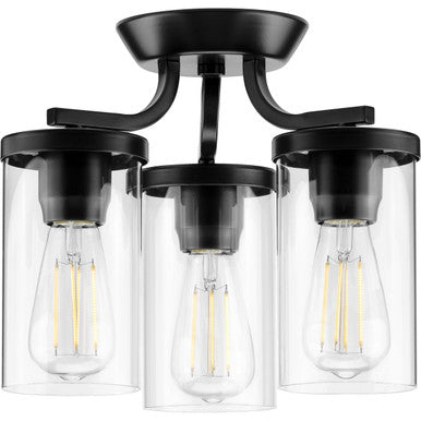 Lassiter Collection Black Three-Light Semi-Flush Mount - Dry Location Listed
