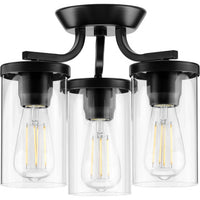Lassiter Collection Black Three-Light Semi-Flush Mount - Dry Location Listed