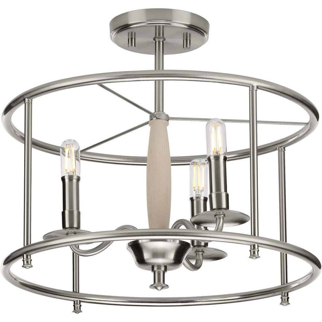 Durrell Collection Brushed Nickel Semi-Flush Convertible - Dry Location Listed
