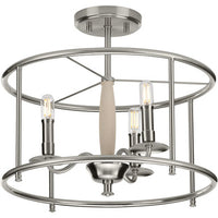Durrell Collection Brushed Nickel Semi-Flush Convertible - Dry Location Listed