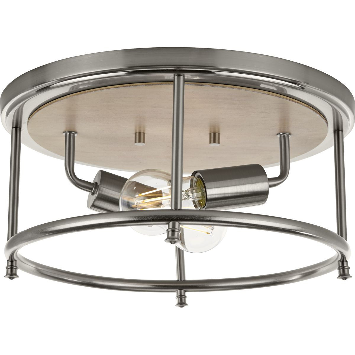 Progress Lighting Close-to-Ceiling Light - Durrell Collection Two-Light Brushed Nickel 13" Flush Mount - Model P350151-009