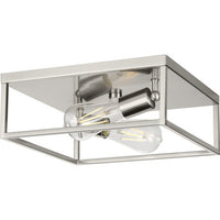 Perimeter Collection Two-Light Brushed Nickel Modern Style Flush Mount Ceiling Light - Damp Location Listed