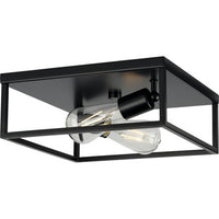 Perimeter Collection Two-Light Matte Black Modern Style Flush Mount Ceiling Light - Damp Location Listed