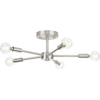 Delayne Collection Five-Light Mid-Century Modern Brushed Nickel Semi-Flush Mount Light - Dry Location Listed