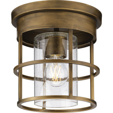 Burgess Collection One-Light Aged Bronze Modern Farmhouse Flush Mount - Damp Location Listed