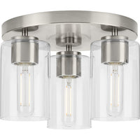 Cofield Collection 12 in. Three-Light Brushed Nickel Transitional Flush Mount - Damp Location Listed