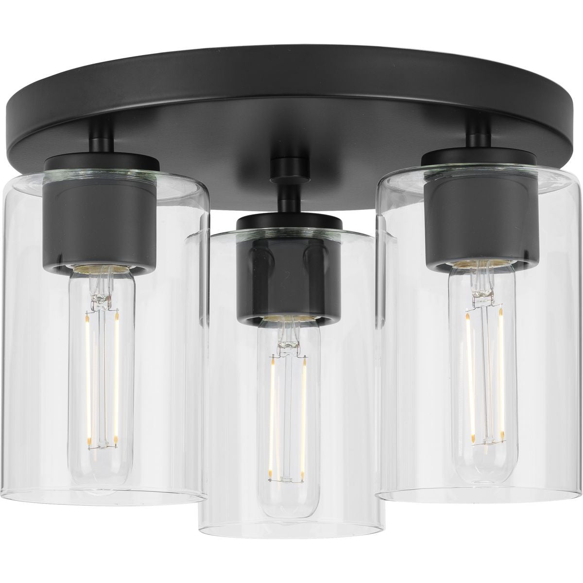 Progress Lighting Close-to-Ceiling Light - Cofield Collection 12 in. Three-Light Matte Black Transitional Flush Mount - Model P350237-31M