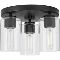Cofield Collection 12 in. Three-Light Matte Black Transitional Flush Mount - Damp Location Listed