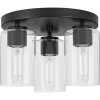 Cofield Collection 12 in. Three-Light Matte Black Transitional Flush Mount - Damp Location Listed