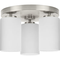 Cofield Collection 12 in. Three-Light Brushed Nickel Transitional Flush Mount - Damp Location Listed