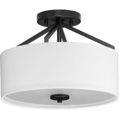 Goodwin Collection 13 in. Two-Light Brushed Nickel Modern Farmhouse Semi-Flush Mount Convertible - Dry Location Listed