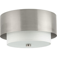 Silva Collection Two-Light Brushed Nickel White Linen Shade 14