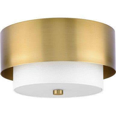 Silva Collection Two-Light Brushed Bronze White Linen Shade 14