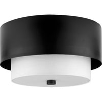 Silva Collection Two-Light Matte Black White Linen Shade 14