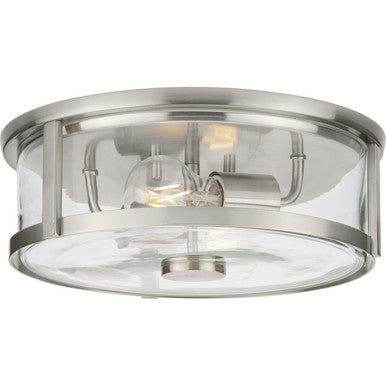 Gilliam Collection 12-5/8 in. Two-Light Brushed Nickel New Traditional Flush Mount - Damp Location Listed