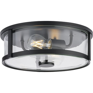 Gilliam Collection 12-5/8 in. Two-Light Matte Black New Traditional Flush Mount - Damp Location Listed