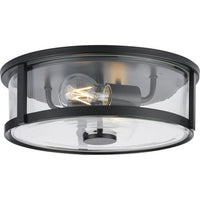 Gilliam Collection 12-5/8 in. Two-Light Matte Black New Traditional Flush Mount - Damp Location Listed