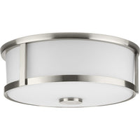 Gilliam Collection 12--5/8 in. Two-Light Brushed Nickel New Traditional Flush Mount - Damp Location Listed