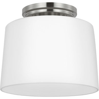 Adley Collection One-Light Brushed Nickel Etched Opal Glass New Traditional Flush Mount Light