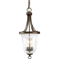 Seeded Glass Three-Light Foyer Pendant - Dry Location Listed