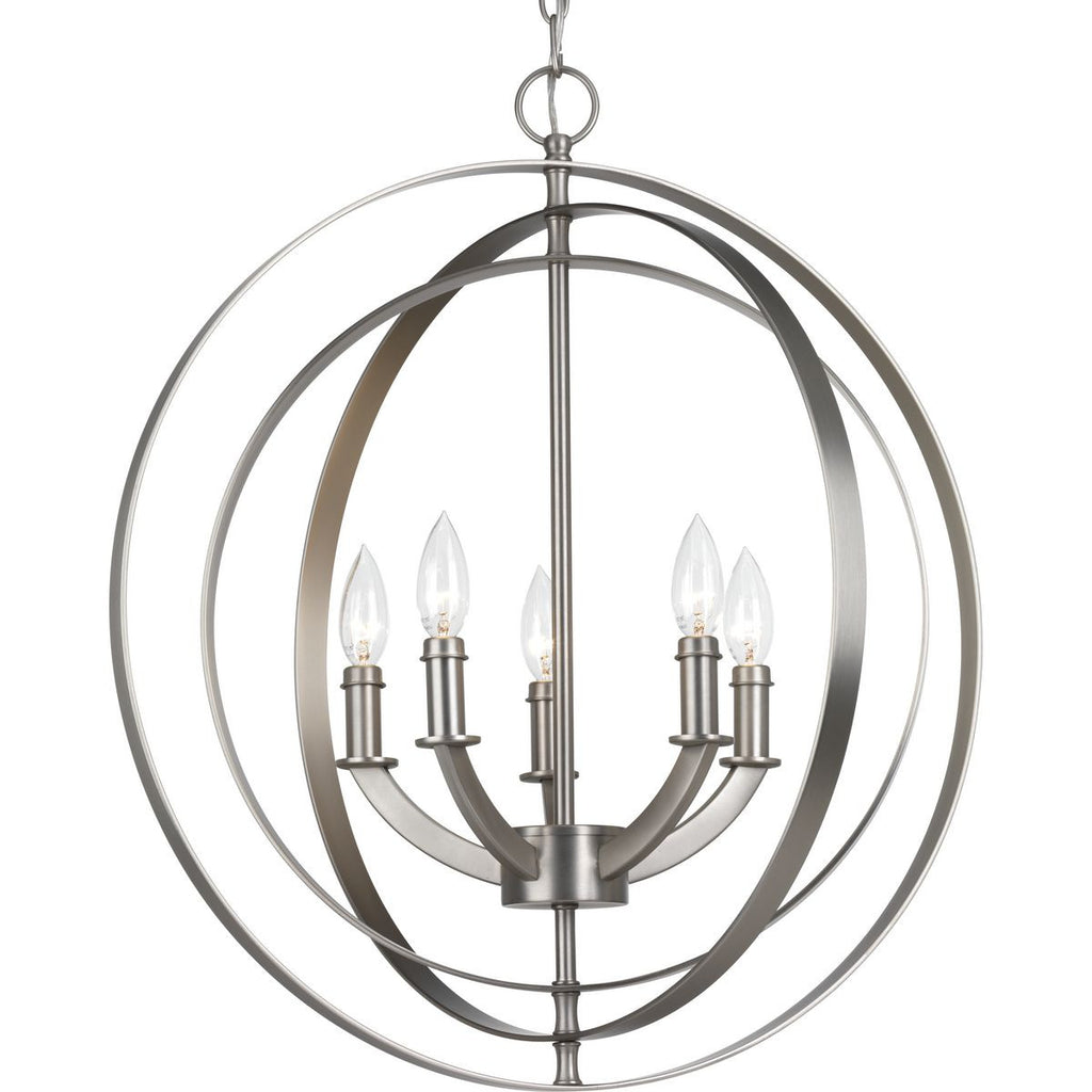 Equinox Collection Five-Light Burnished Silver New Traditional Sphere Pendant Light - Dry Location Listed