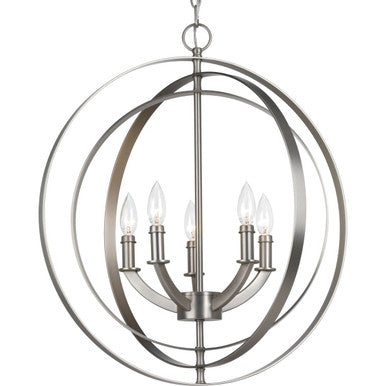Equinox Collection Five-Light Burnished Silver New Traditional Sphere Pendant Light - Dry Location Listed