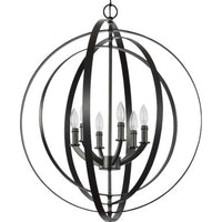 Equinox Collection Six-Light Matte Black New Traditional Sphere Pendant Light - Dry Location Listed