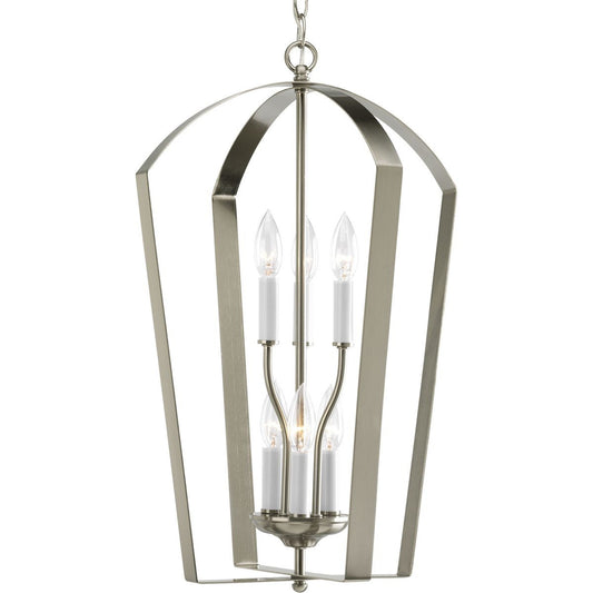Progress Lighting Outdoor Light - Swansea Collection Four-Light Three 6" Matte Black Transitional Outdoor Chandelier with Clear Glass Shades - Model P550129-31M