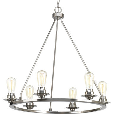 Debut Collection Six-Light Brushed Nickel Farmhouse Chandelier Light - Dry Location Listed