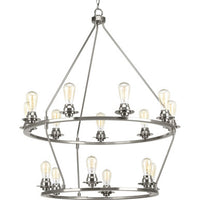 Debut Collection Fifteen-Light Brushed Nickel Farmhouse Chandelier Light - Dry Location Listed
