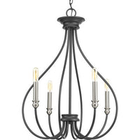 Whisp Collection Four-Light Graphite Farmhouse Chandelier Light - Dry Location Listed