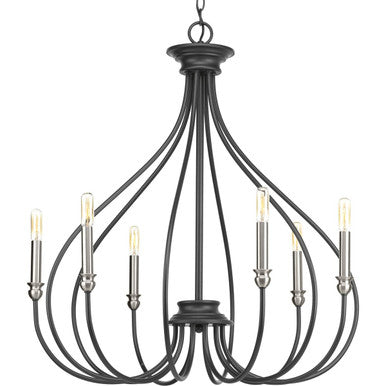 Whisp Collection Six-Light Graphite Farmhouse Chandelier Light - Dry Location Listed