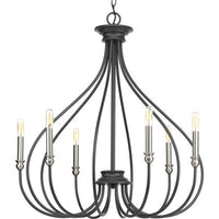 Whisp Collection Six-Light Graphite Farmhouse Chandelier Light - Dry Location Listed