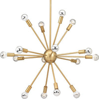 Ion Collection Sixteen-Light Brushed Bronze Mid-Century Modern Chandelier Light - Dry Location Listed