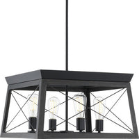 Briarwood Collection Four-Light Cerused Black Oak/Black Farmhouse Chandelier Light - Dry Location Listed