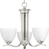 Laird Collection Three-Light Brushed Nickel Etched Glass Traditional Chandelier Light - Dry Location Listed