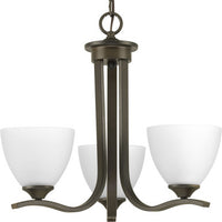 Laird Collection Three-Light Antique Bronze Etched Glass Traditional Chandelier Light - Dry Location Listed