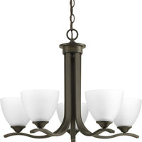 Laird Collection Five-Light Antique Bronze Etched Glass Traditional Chandelier Light - Dry Location Listed