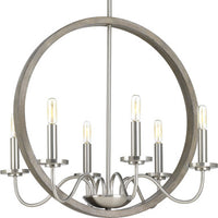 Fontayne Collection Six-Light Brushed Nickel Farmhouse Chandelier Light - Dry Location Listed
