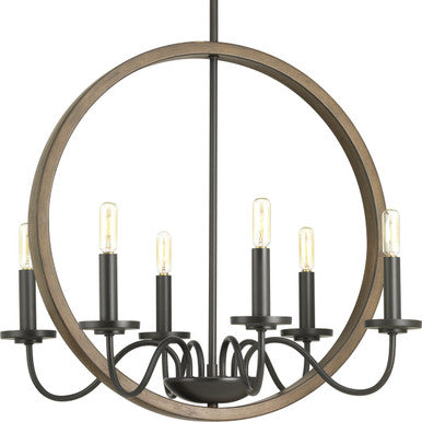 Fontayne Collection Six-Light Antique Bronze Farmhouse Chandelier Light - Dry Location Listed