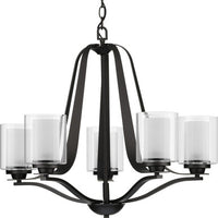 Kene Collection Five-Light Graphite Clear Glass Craftsman Chandelier Light - Dry Location Listed